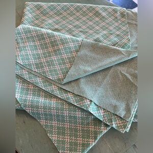 Turquoise grey white plaid fortel fabric